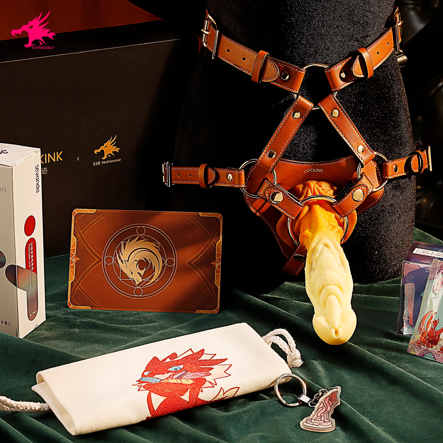 Nothosaur حزام على واقعية دسار السراويل لقضبان اصطناعية مع حلقات رجل قضيب جلدي تسخير حزام ألعاب الكبار الجنس لعب #5