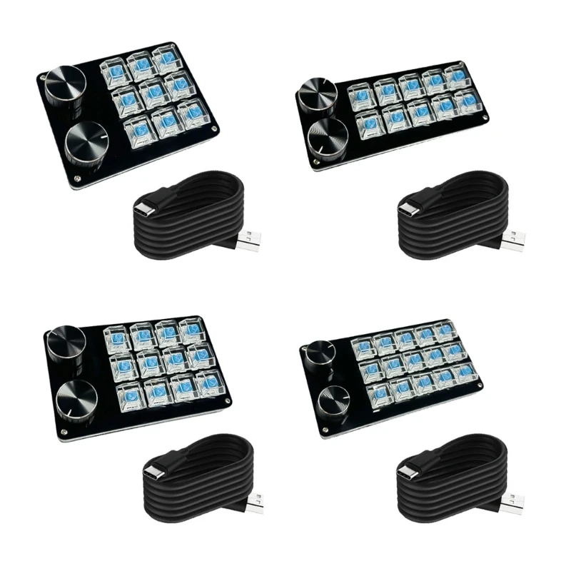 

DN59 Customizable Macro Keypad with Double Knob, 9Key/10Key/12Key/15Key Mechanical Gaming Keyboards, Programmable Keypad