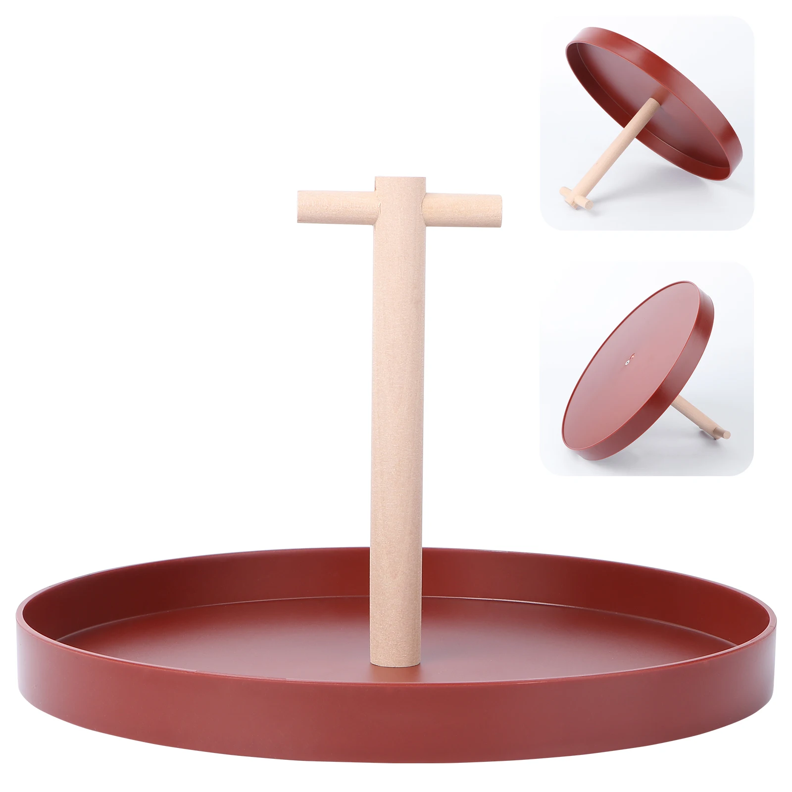 

1pc Wooden Storage Tray Handle Rustic Home Decor Simple Design Keys Remote Snacks Drugs Round Desktop Sundries Plate Gift Red
