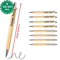 Bolígrafos de bambú personalizados, regalos únicos para fiesta nupcial, recuerdos de boda campestre sostenibles, bolígrafos personalizados para reuniones de Hotel, 30/60 Uds.