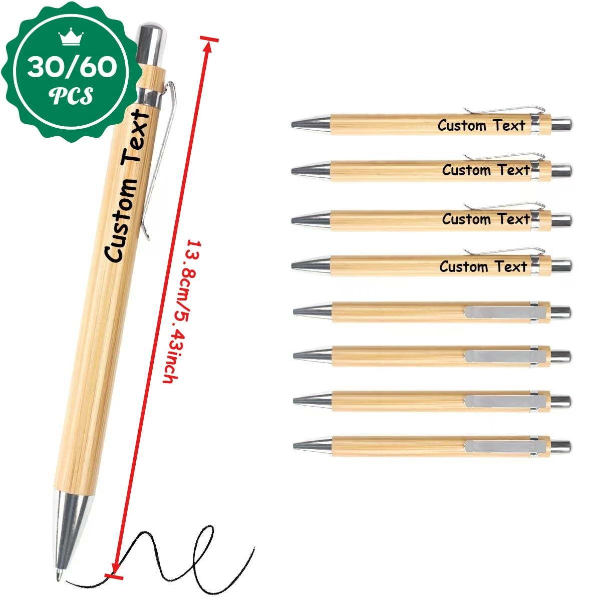 30/60PCS Personalized Custom Bamboo Pens Unique Bridal Party Gifts Sustainable Country Wedding Favors Custom Hotel Meeting Pens