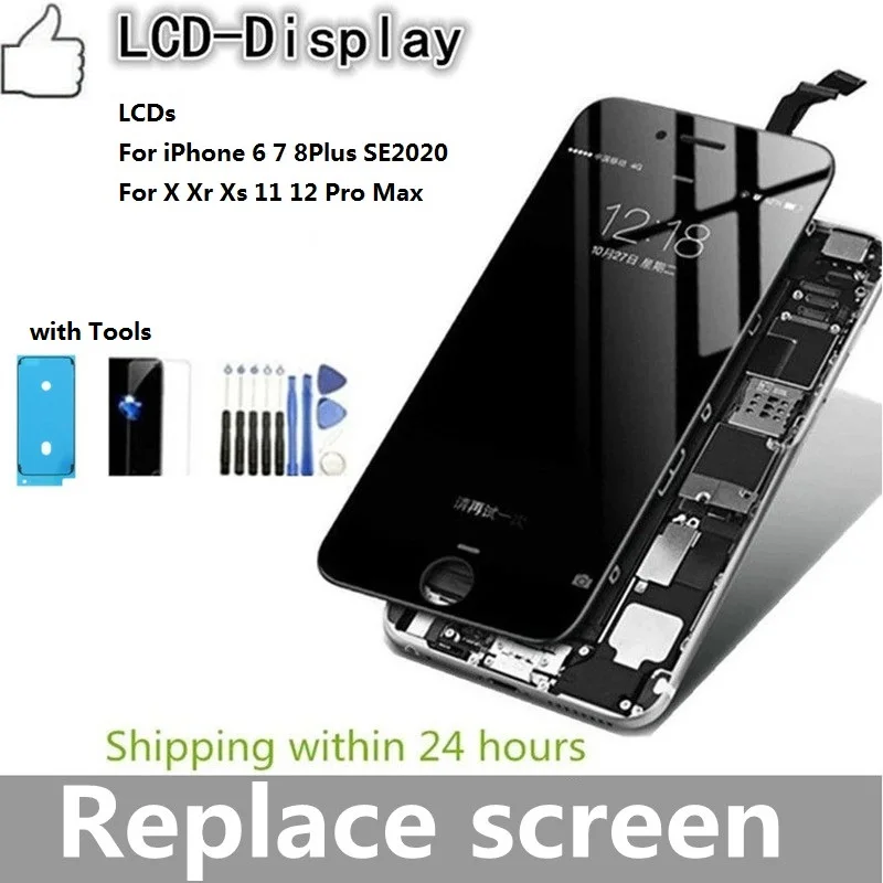 

AAA+++ LCD For iPhone SE2020 6 6s 7 8 Plus 12 11 Pro XS Max X XR White Black Assembly Display Touch Screen Replacement