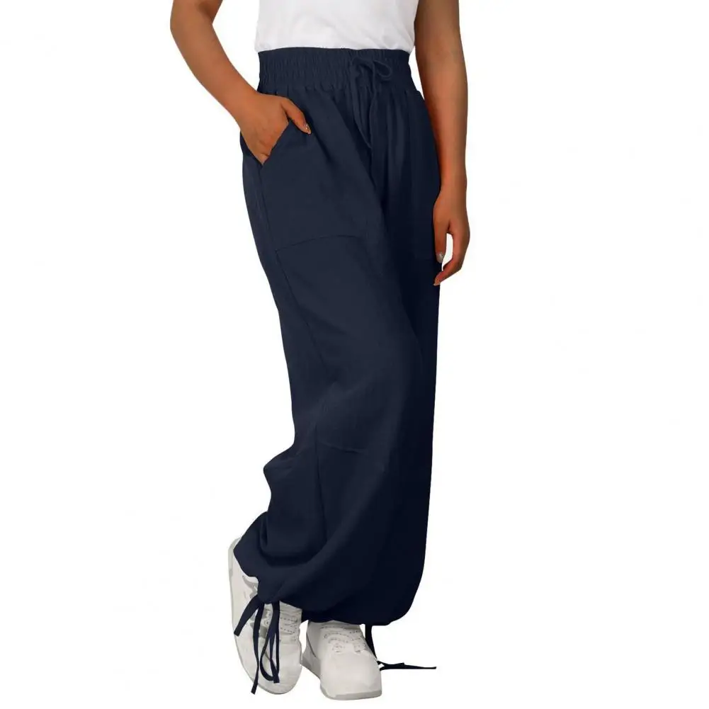 

Women Harem Pants Women's Lace-up High Waist Harem Pants with Pockets Casual Trousers for A Loose Fit Wide Leg Bloomers Wide-leg