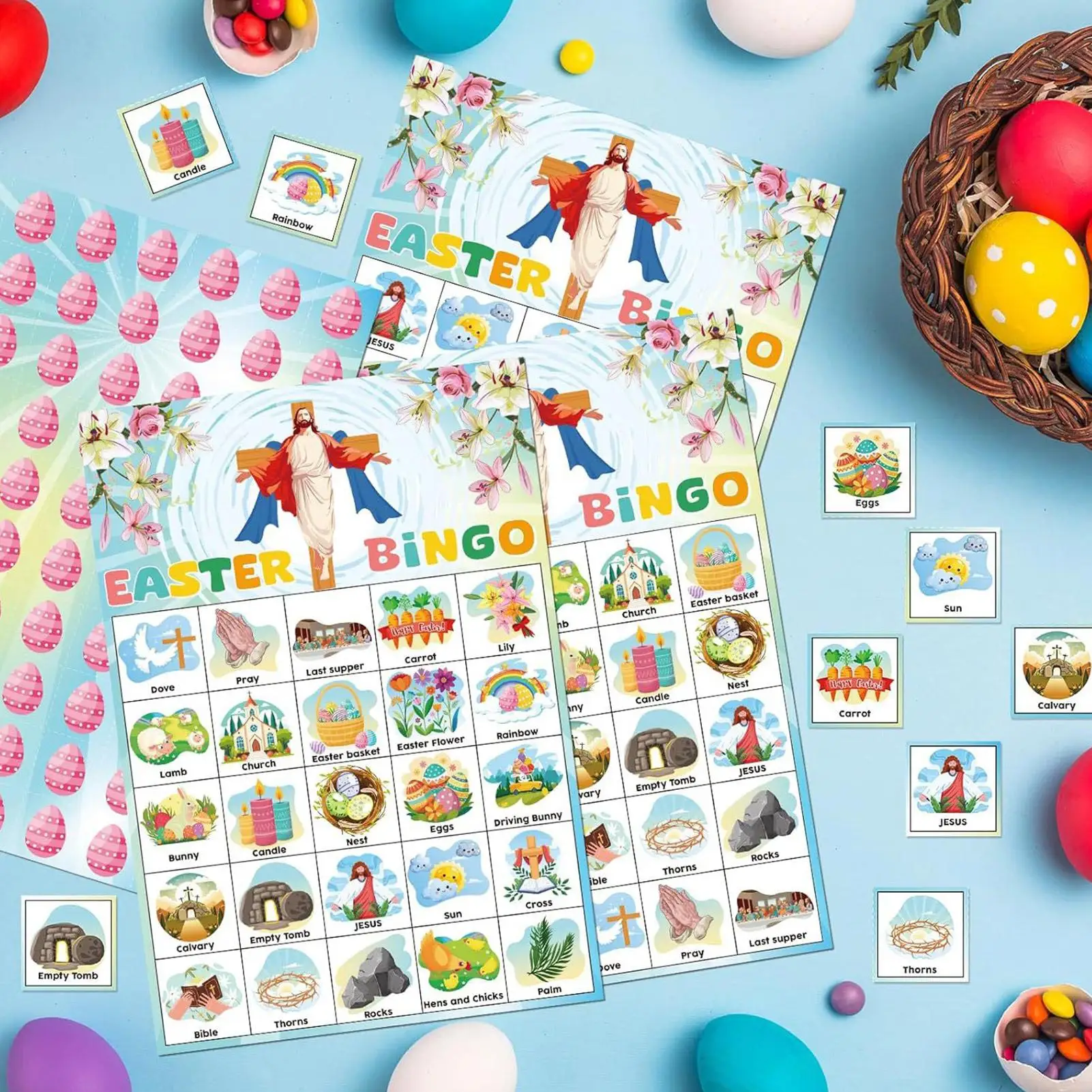 Easter Cards Games For Kids 24 Players Educational Fun Spring Leisure Toys Easter Bunny Board Game For Home School Travel
