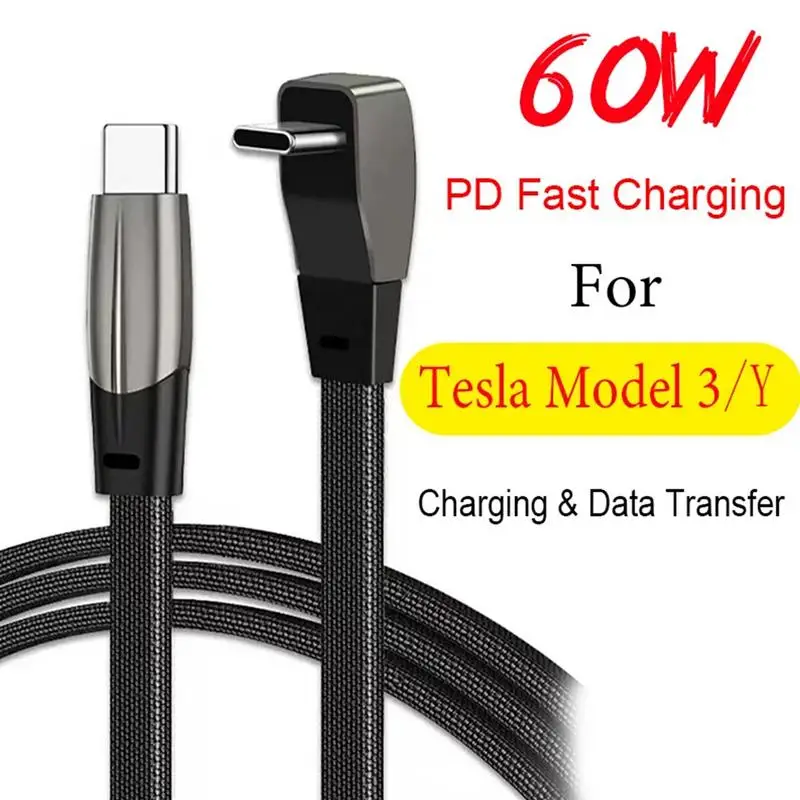 

PD60W Type C 90 Degree Right Angle 39.4inch USB C Fast Data Sync Fast Charging Cable Copper Core Inside Nylon Braided Wire