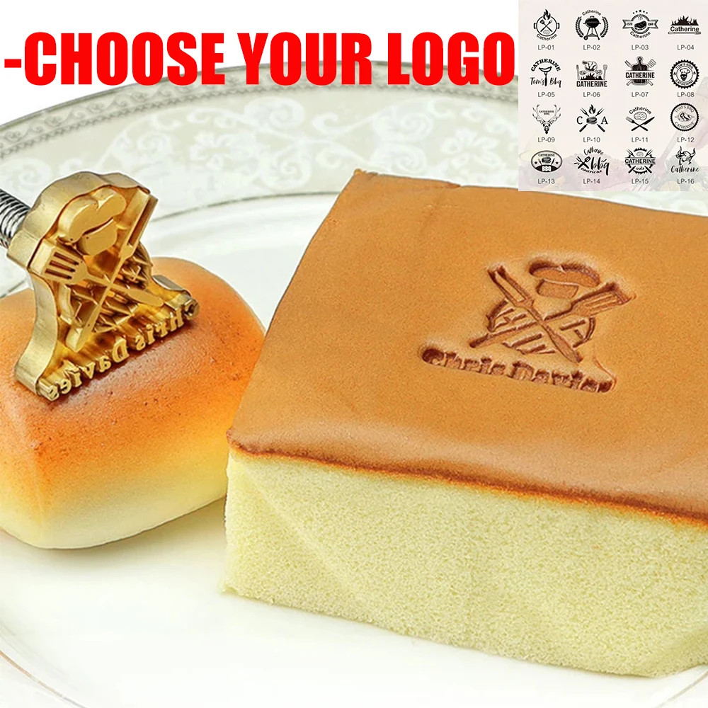 Plancha de marca personalizada para pastel, sello de hierro para barbacoa, hamburguesa, estampado en caliente, molde para hornear, logotipo personalizado DIY, sello de latón