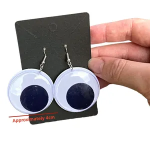 أقراط العين Googly للأطفال شاكر العين المتدلية الكبيرة بالأبيض والأسود الجدة القرط السحاقية بيان Harajuku هدية المرح 1 زوج أعلى 6 مبيعات أقراط مثلية - رقم 1