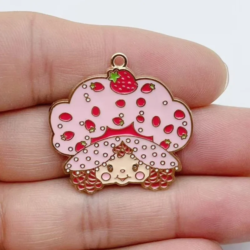 10pcs Cute Little Girl Enamel Metal Jewelry Strawberry Rainbow Pendant DIY Earrings Bracelet Keychain Jewelry Making view 4