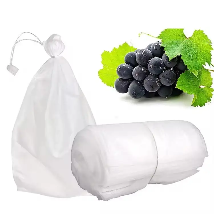 50/100Pcs Fruit Protection Bags with Drawstring Breathable Mesh Netting Insect Bird Pest Deer Proof Cover for Apple Grape Tree