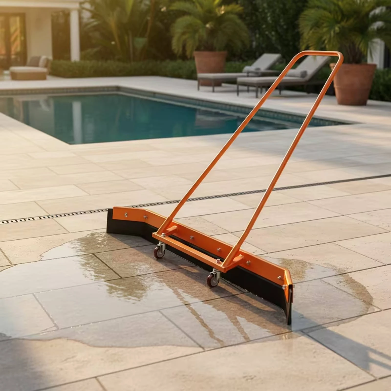 Water Scraper with Wheels Heavy-Duty Rolling Floor Squeegee Floor Squeegee Large Multi-Surface for Court Cleaners, Sports Courts