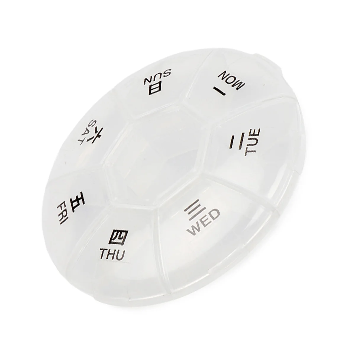 Round Portable Pill Box Medicine Planner Small Case Weekly Pill Organizer 7-Sided Pill Reminder Round Shaped