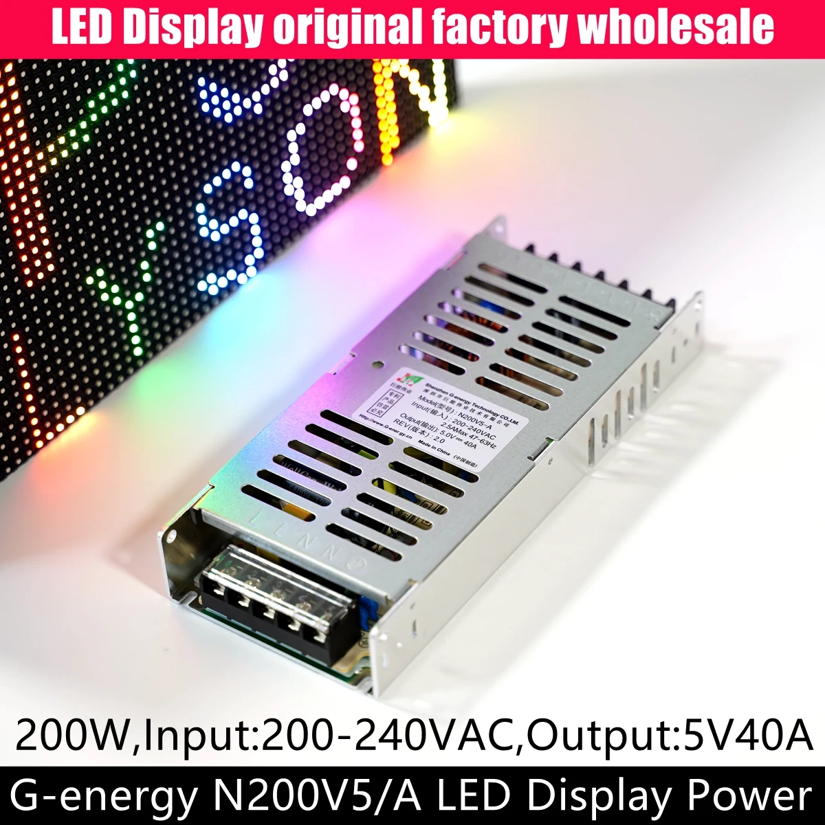 

N200V5-A Slim 200W PSU G-energy LED Display Power Supply DC5V 40A Output