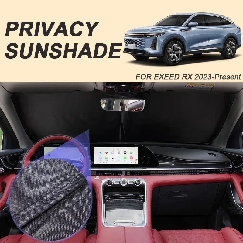 Car Black Window Privacy Sunshade For EXEED RX 2023-Present Auto Anti-UV Heat Insulation Protect Cover Interior Accessory