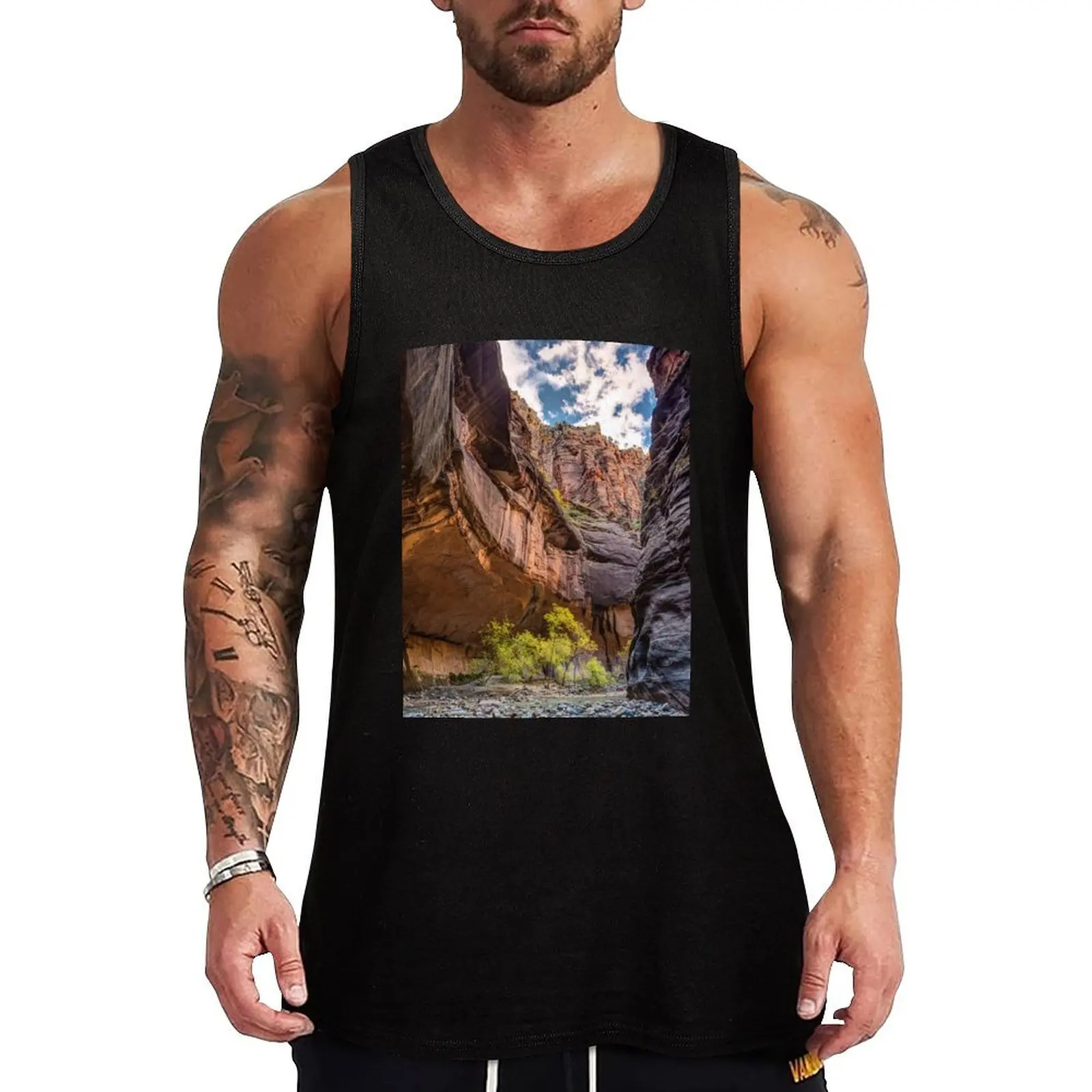 

Walking in the Virgin river of Zion National Park Tank Top Retro Graphic Tank Top Vintage Print Sleeveless Shirt