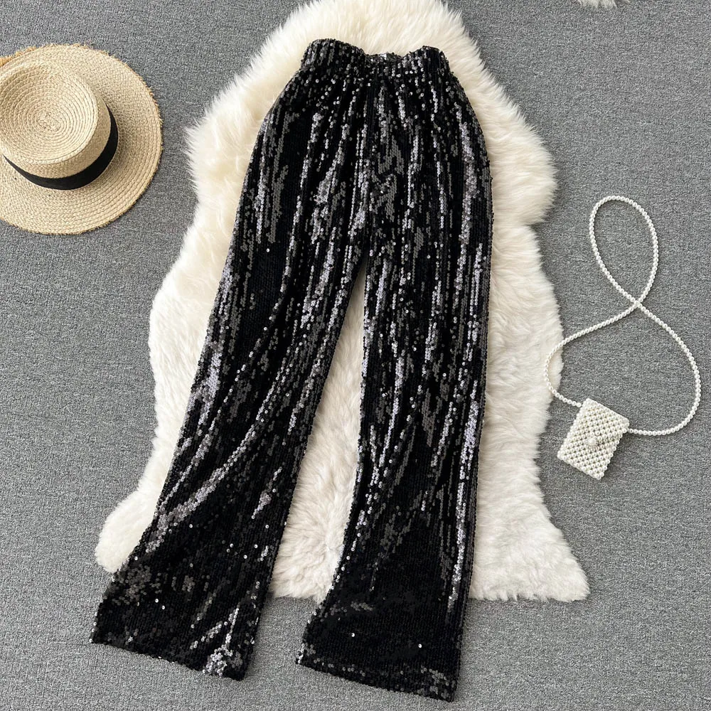 Faionable High Waist Straight Leg Casual Pants iny Slimming Drapey Long Trousers Autumn  Commute Sle Women's Premiu...