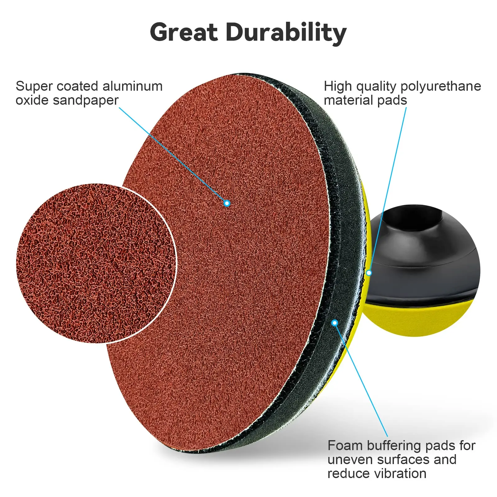 74Pcs Angle Grinder Sanding Disc Hook and Loop Backing Pad with Sanding Discs and Foam Buffering Pads Angle Grinder Attachments