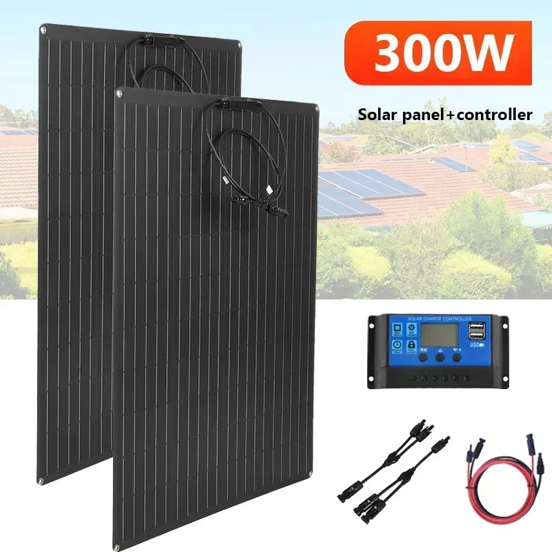 100A 300W Flexible Solar Panel 18V High Efficiency Portable Power Bank Emergency Charging Outdoor Solars Cells For Home Camping