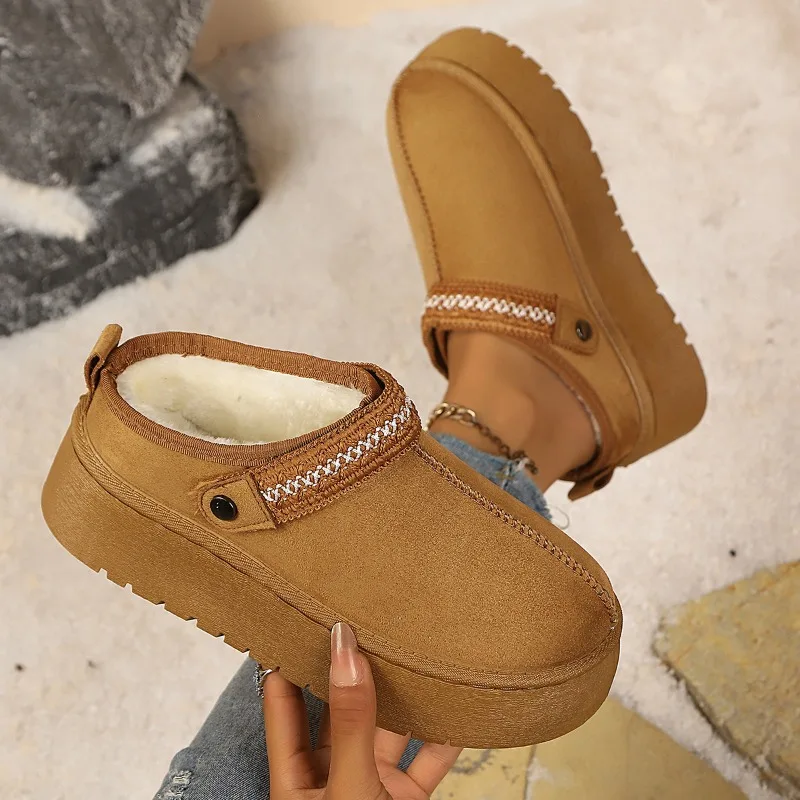 Winter New Hot Sale Anti Slip Thick Sole Women's Snow Boots 2026 Fashion Embroidered Warm Fleece Lined Comfort Women Shoes
