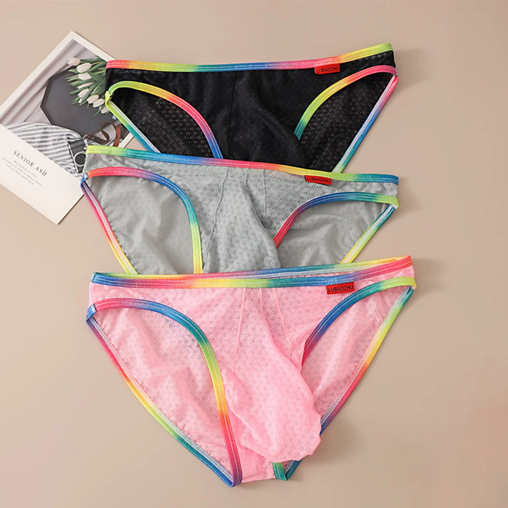 

Breathable Low Waist Mens Underwear Mesh Panties Transparent Quick Dry Briefs See Through Lingerie Designed for Comfortable Wear