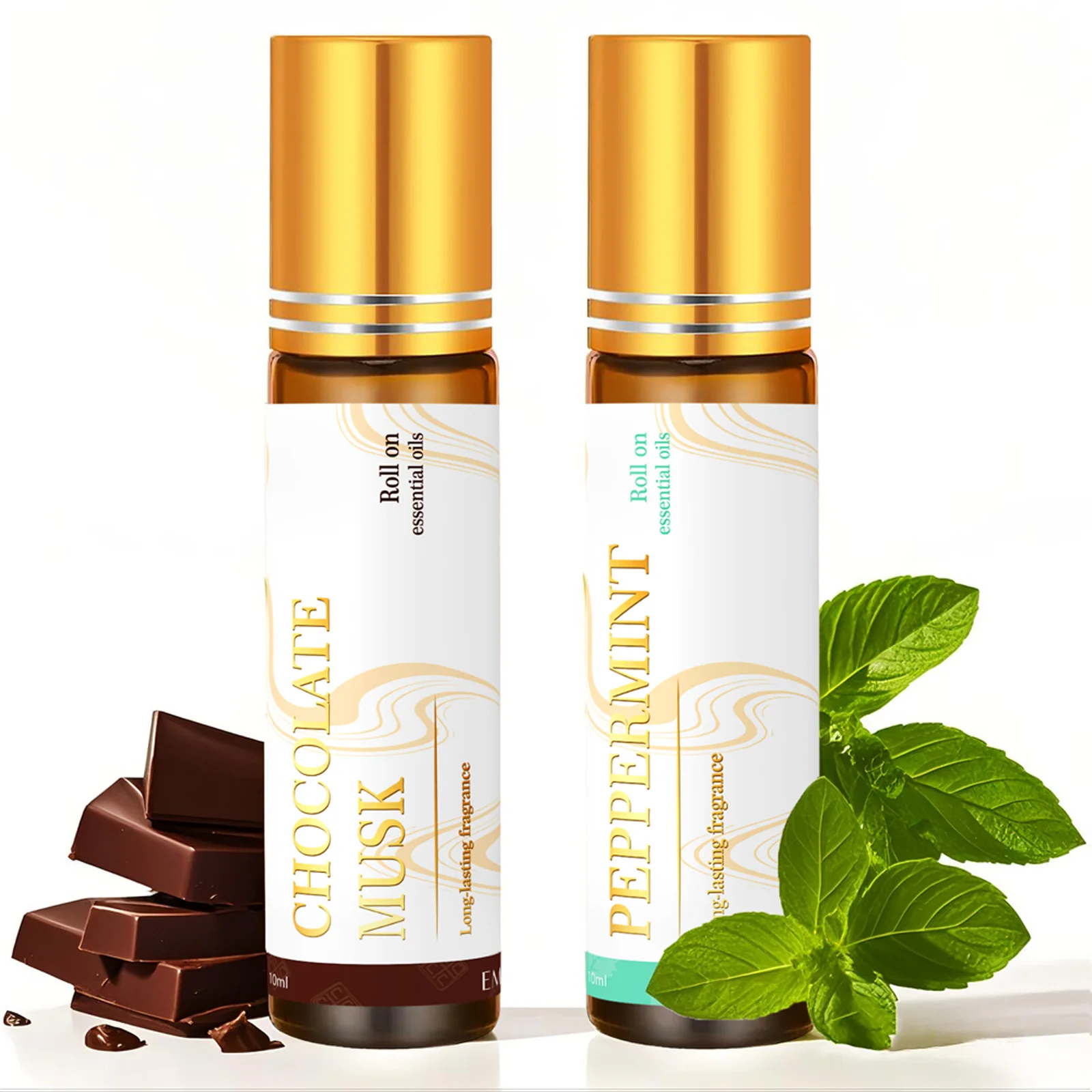 2PC/1PC 10ml Chocolate Musk Peppermint Roll On Fragrance Oils Long Lasting Fragrance