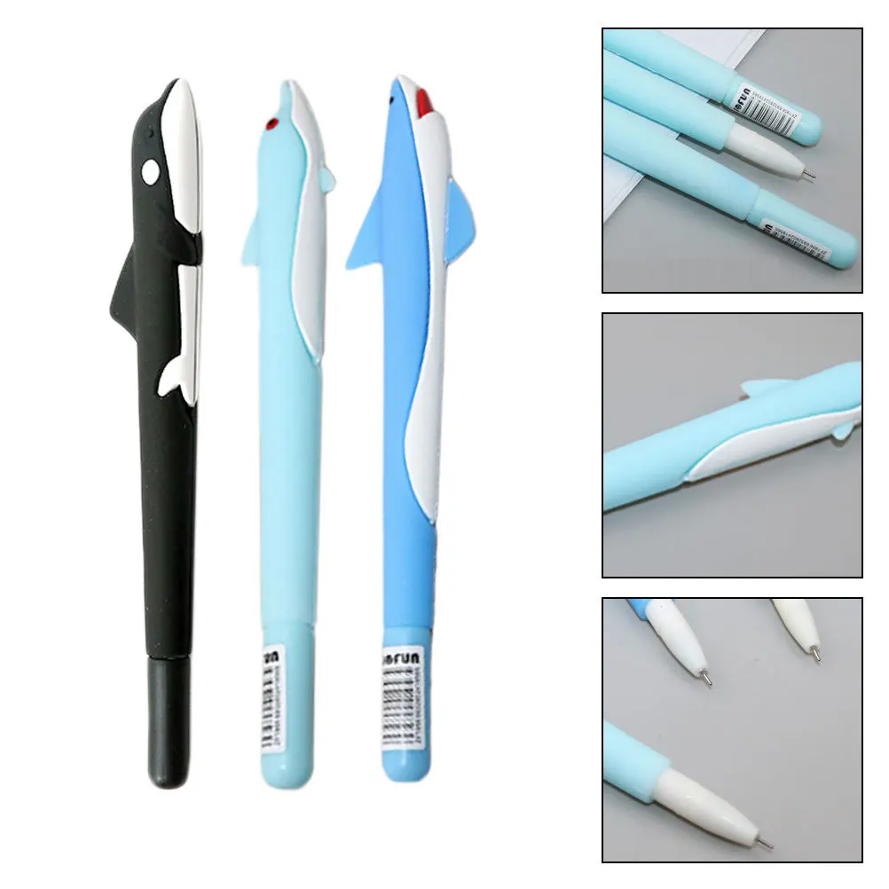 

12 шт. гелевые ручки в форме дельфина, креативная ручка для письма, черный стержень для студентов, школьные принадлежности, подарки для рисования подписи
