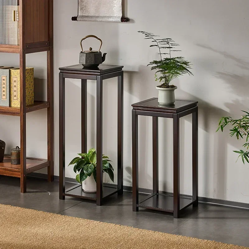 Estante para plantas de estilo chino, soporte Retro de flores de bambú, elegante soporte de almacenamiento de clorofito, organizador de exhibición de suelo para sala de estar