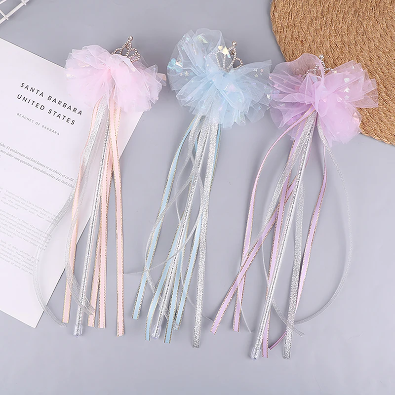 

Cute Crown Ribbon Magic Stick Tassel Fairy Wand Princess Cosplay Props Wand For Children Girls Party Supplies