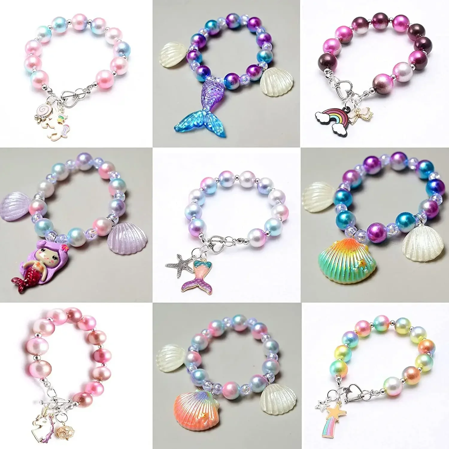 450pcs 8mm Mermaid Fantasy Pearl Double Color Beaded DIY Necklace Beads Bracelet Kit