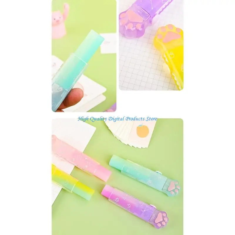 U2JE 2Pcs Kitten Sliding Action Eraser Retractable Pencil Eraser For Writing Drawing Art Project School Office Supplies