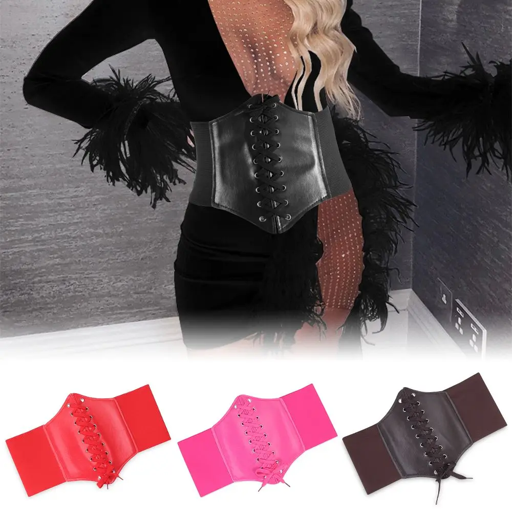 Decorazioni per gonna abito corsetto stile corte cintura a vita larga in pelle PU cintura femminile cintura modellante cintura