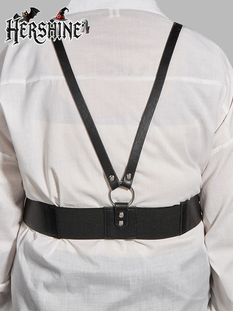 HERSHINE цельный женский черный широкий пояс, двухслойный плечевой ремень Y2K, аксессуар на Хэллоуин в готическом стиле, модный предмет