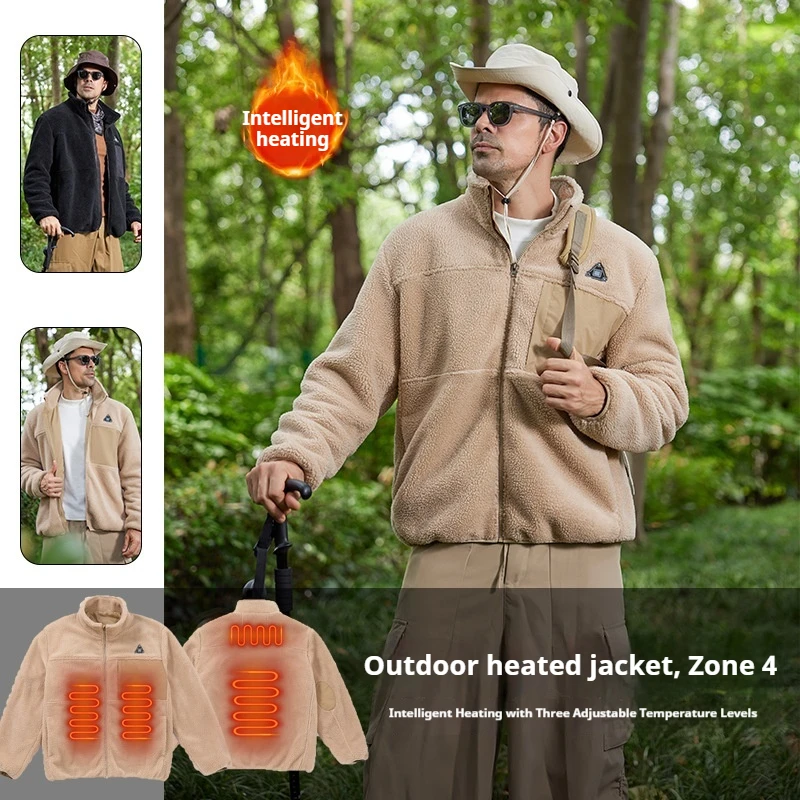 

4-зонная шерстяная куртка с подогревом, уличная интеллектуальная одежда с подогревом постоянной температуры, электрическая куртка USB, нет необходимости для блока питания