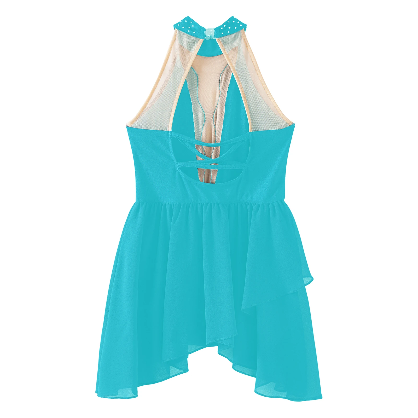 Meninas strass ballet jérsei vestido de dança lírica sem mangas pura malha ginástica collant tutu vestido figura patinação no gelo traje