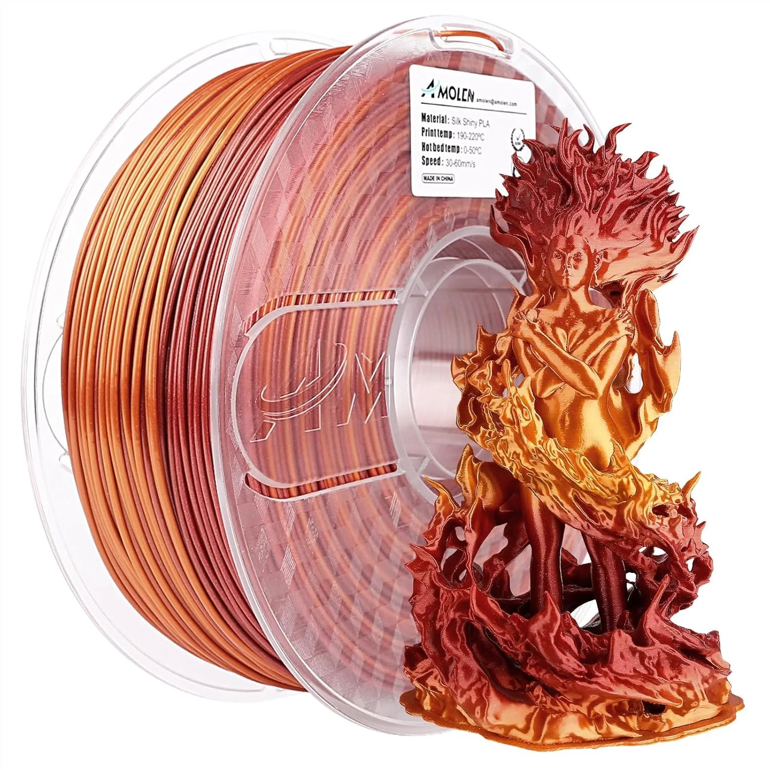 

Silk PLA 3D Printer Filament 1.75mm Red Gold Gradient, 1KG Spool Compatible with FDM Printers