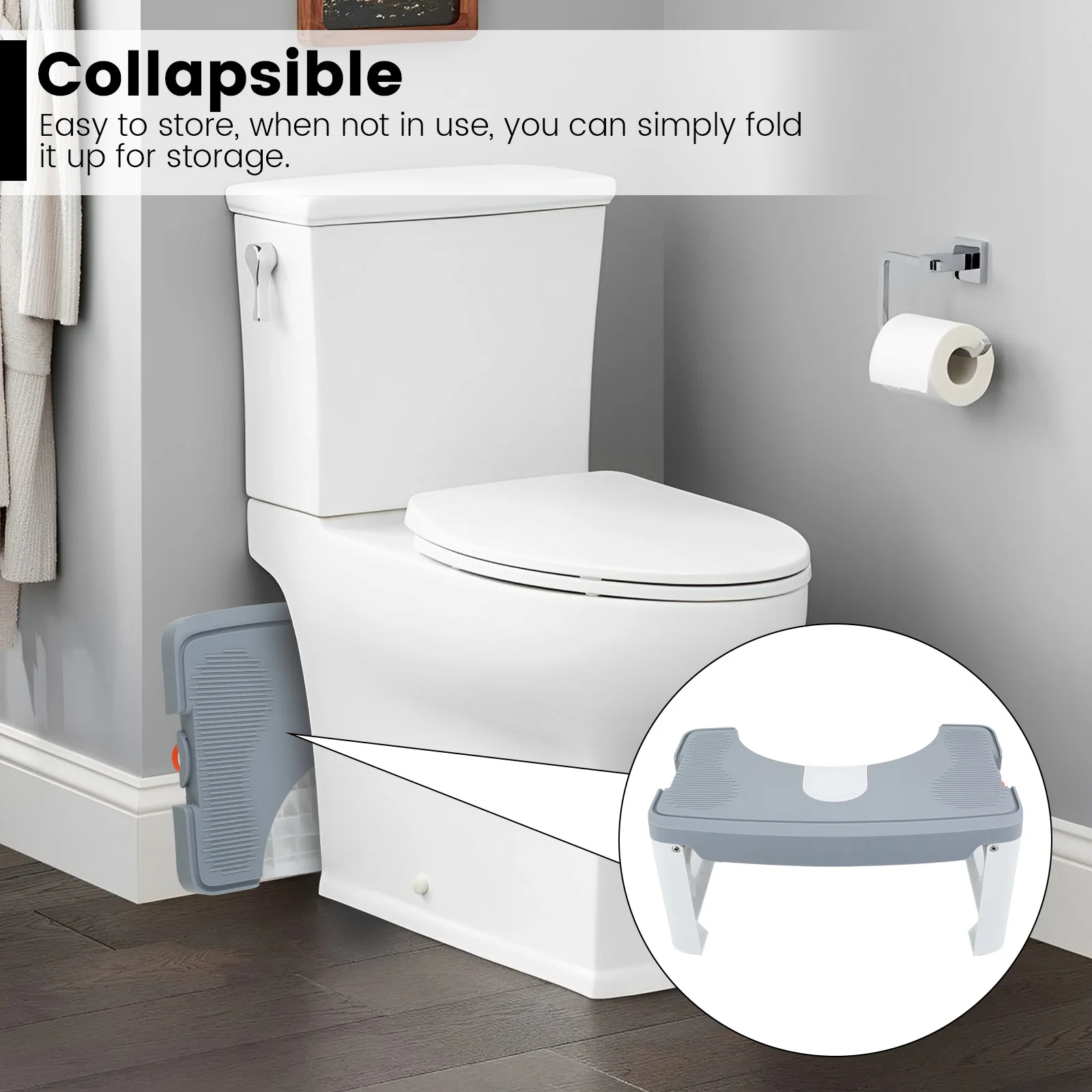 Foldable Squatty Potty Toilet Stool Anti-slip Sturdy Toilet Foot Stool Portable Bathroom Pregnant Woman Children Old People image 2