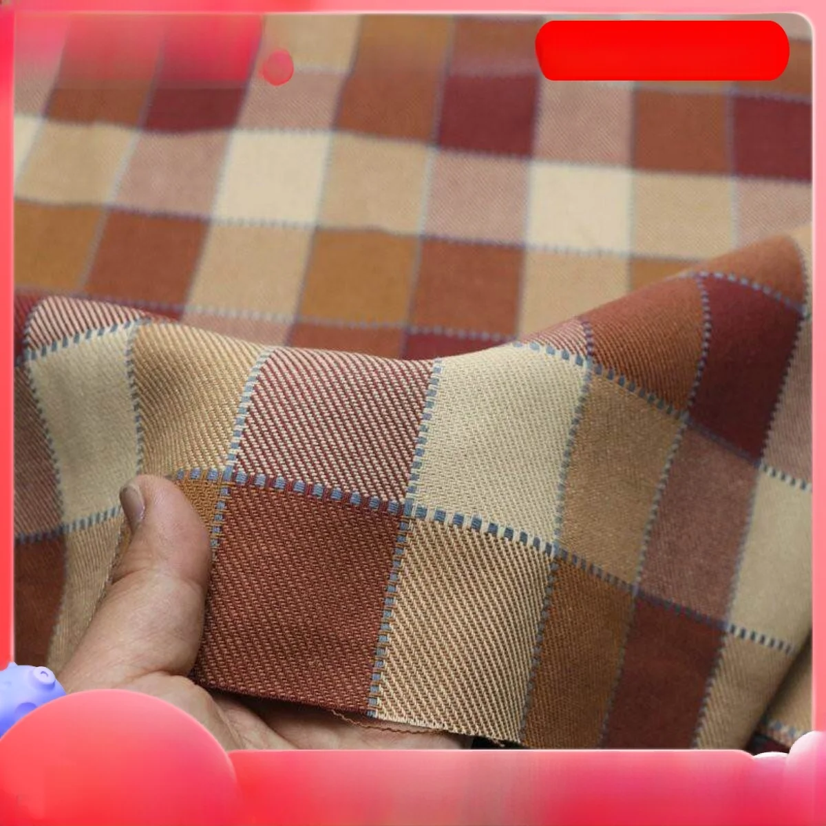 

Thick Cotton Linen Fabric Plaid Color Weave Classic Retro Yellow Brick Red Autumn Winter Handmade Diy Clothing Material