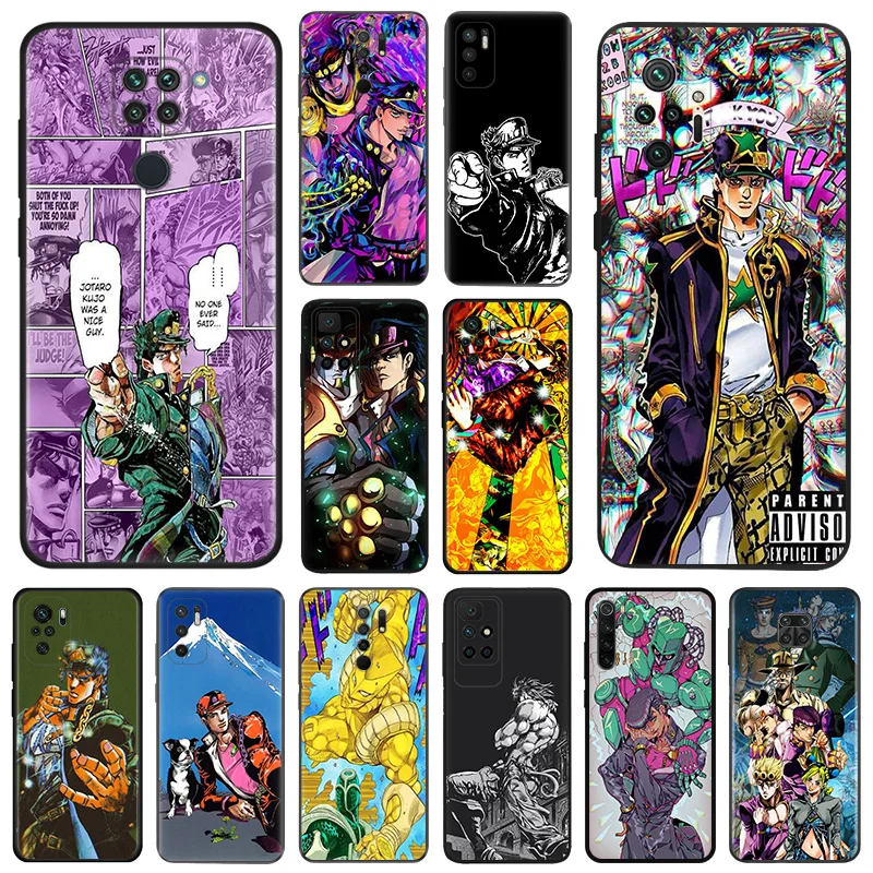 Matte Phone Cases For Redmi 9 9A 9C 9T K40 K60 A3 A2 A1 Plus Note 9s 8T 7 8 Pro A3X Kujo Jotaro JoJo Adventure Black Soft Cover