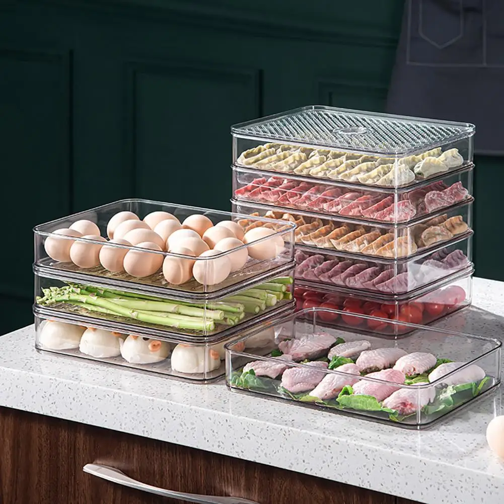 Thickened Dumpling Fruit Bread Timer Container Refrigerator Storage Box Lid Airtight Air Valve Donut Cookies Storage Case