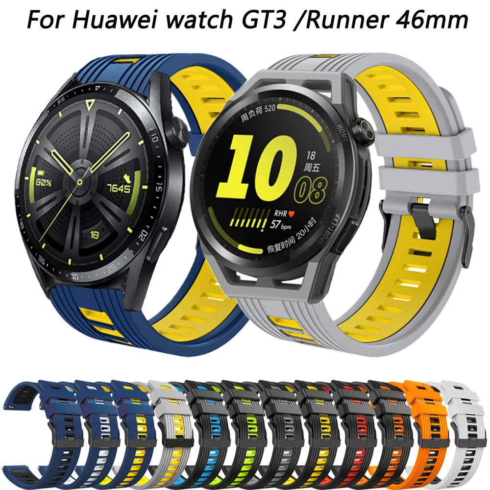 22mm Watchband Replacement Strap For Huawei Watch GT3 GT2 GT 2 3 pro runner 46mm Active Sports Smartwatch Silicone Bands Gt2 pro