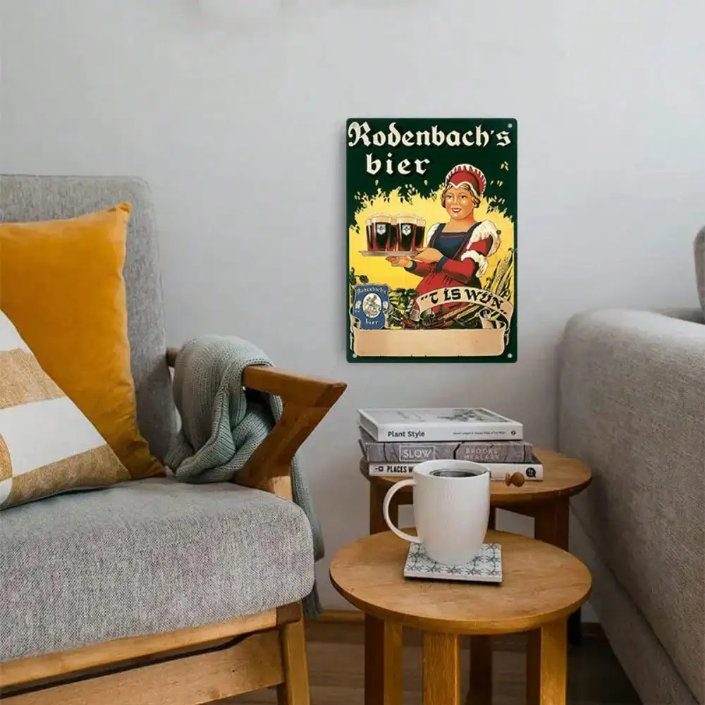 1PC Vintage Rodenbach's Bier Tin Sign - Retro Wall Art for Home Bar & Farmhouse 8x12In/20x30Cm