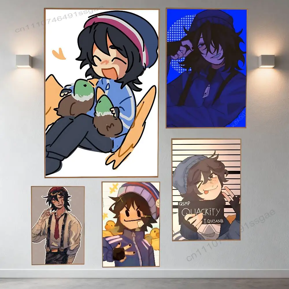 

Cute Q-Quackity F-Fanart Retro Fashion Pictorial Poster Sticky Poster Paper Sticker DIY Room Bar Cafe Wall Decor Gift