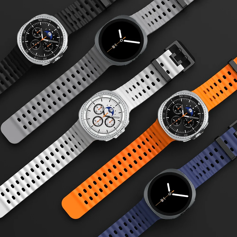 Sport Strap for Samsung Galaxy watch 8 classic 46mm 8 40mm 44mm Ocean Silicone Wristband belt correa bracele Galaxy watch8 Band