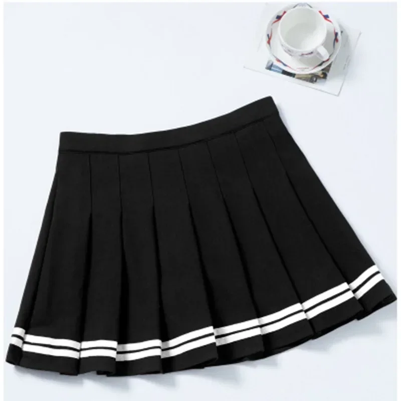 

Preppy Girl Pleated Skirts Elastic Waist Summer Vintage Mini Skirts Korean Streetwear Spring Student Strips Designed Dance Skirt
