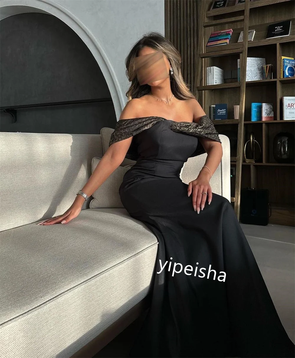 Jiayigong  Jersey Pleat Celebrity Sheath Off-the-shoulder Bespoke Occasion Gown Long Dresses Saudi Arabia  