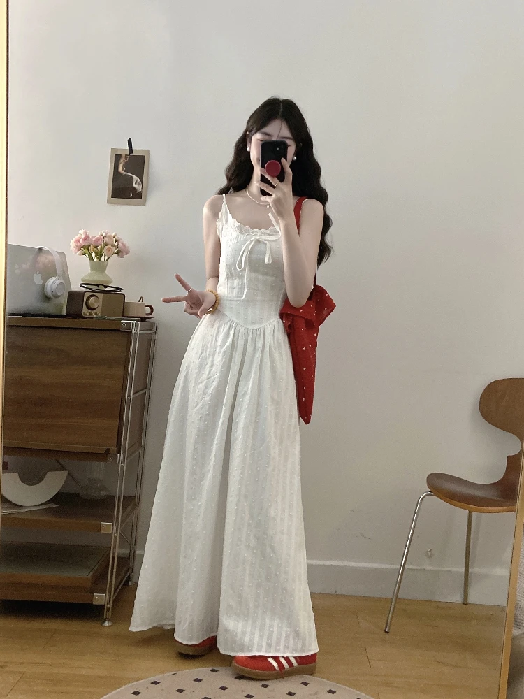 

plus Size Floral Lace Trim Halter Dress Summer New Waist Cinching Slimming Design Embroidered Knee-Length A-Line Dress