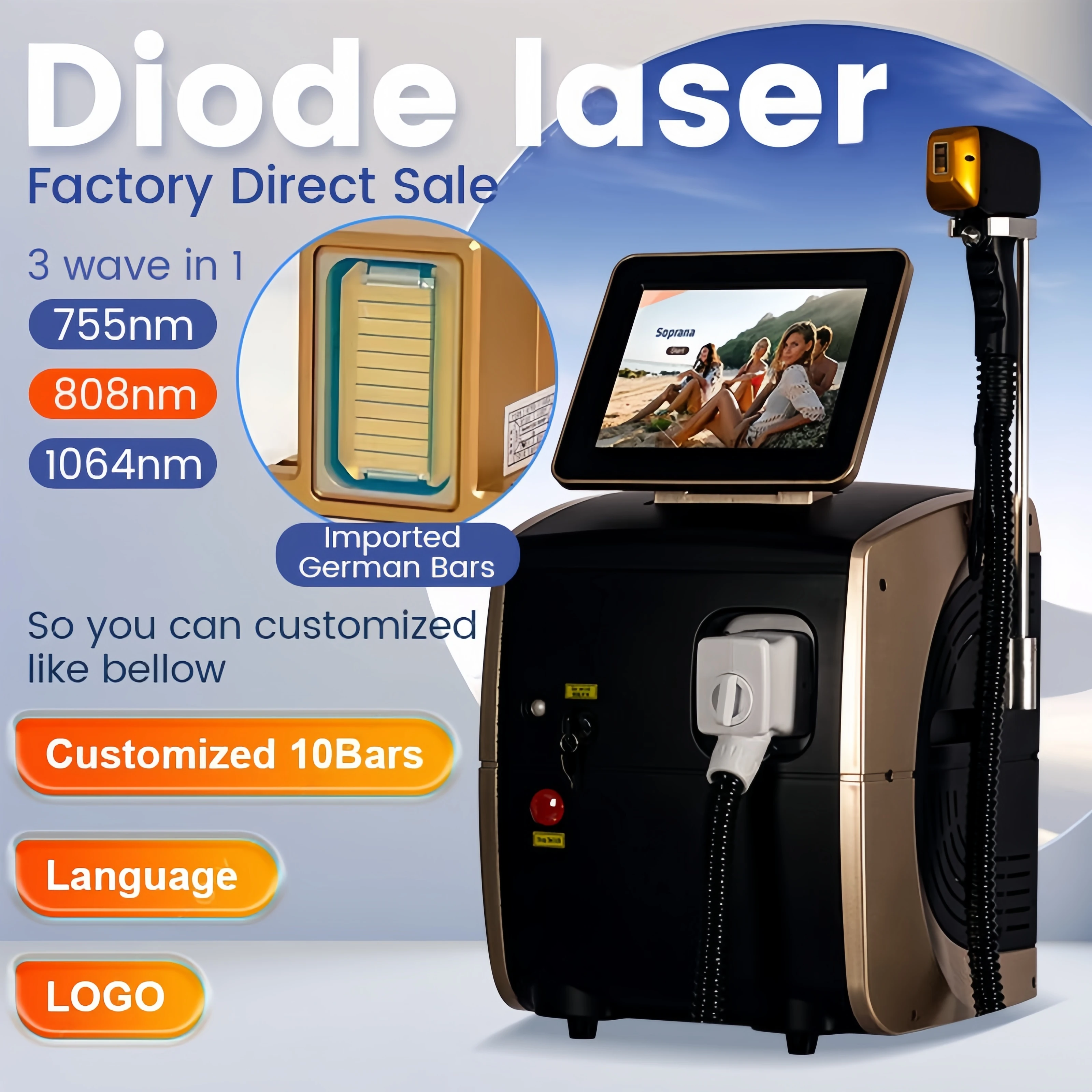 High Power Diode Laser Hair Removal Machine 3 Wavelength Fast Result Hair Removing Laser Wide Application Beauty Salon