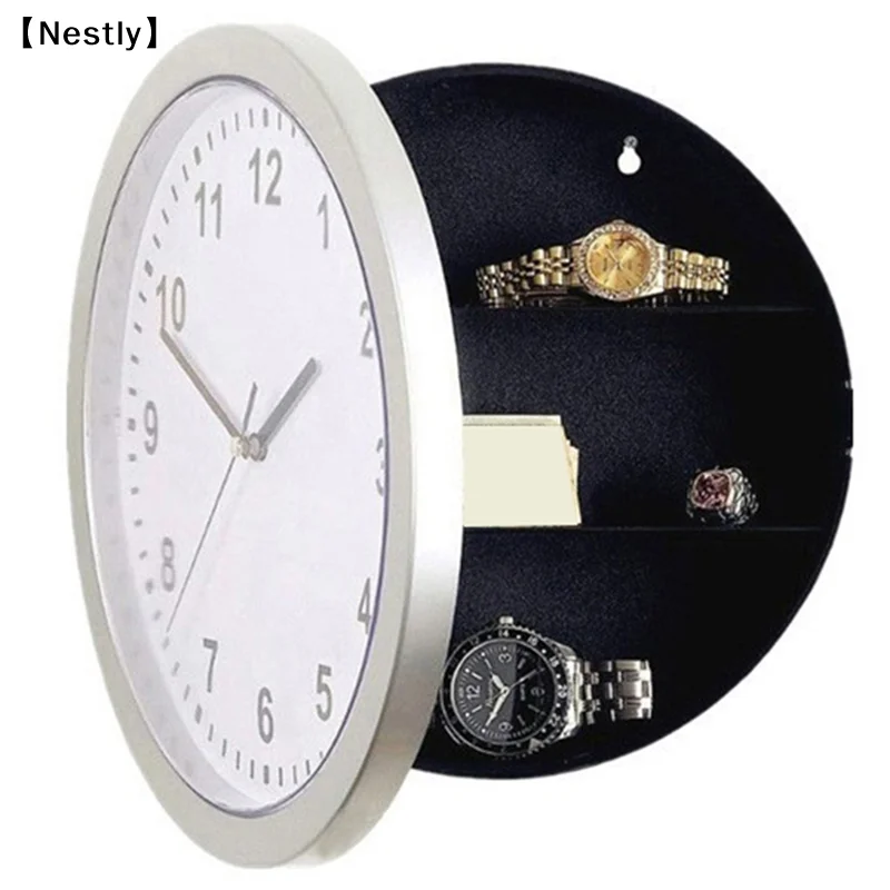 Vintage Wall Clock Home Decoration Safe Box Hidden Secret Storage Box Wall Clock Safe Money Jewelry Valuables Storage Box〔Nest〕