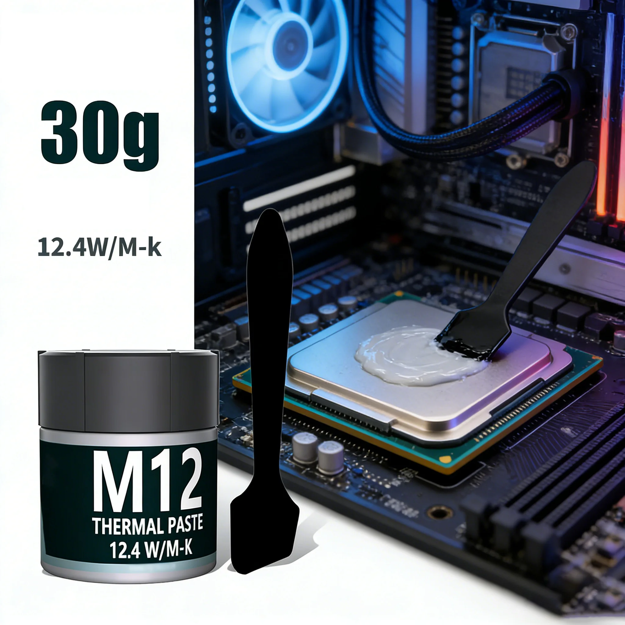 

Coolcirc Thermal Conductive Compound Silicone Grease Paste 12.4 W/MK 1/4/8/15/30g With Scraper For Game PC PS5 CPU GPU Cooling