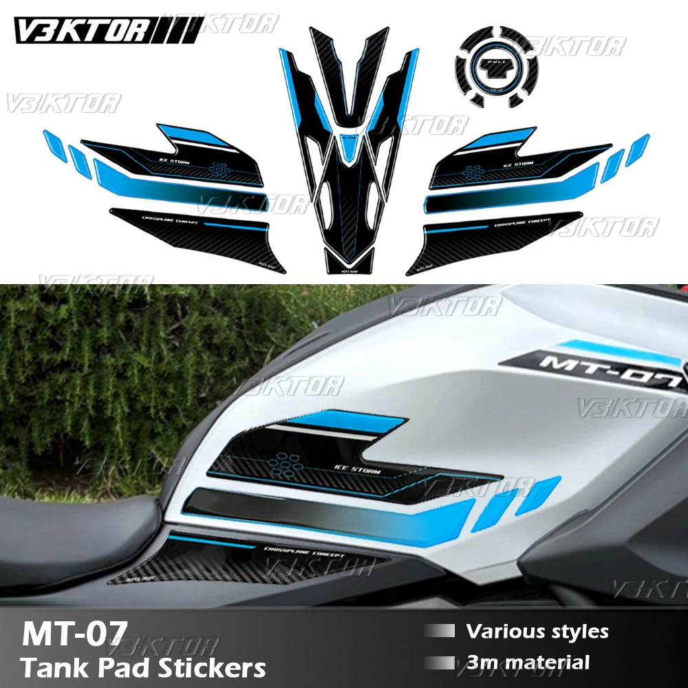 

Для MT 07 MT07 MT-07 3D полимерная наклейка на топливный бак, наклейка на мотоциклетную крышку масляного газа, наклейка на бак, защитная крышка, водонепроницаемая крышка ледяного бака 2025
