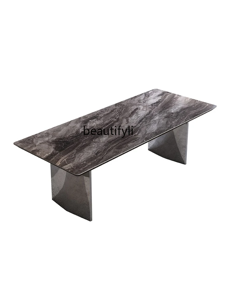 

Italian-Style Light Luxury High-End Villa Modern Household Small Apartment Rectangular Luxury Slate Board Kitchen Island